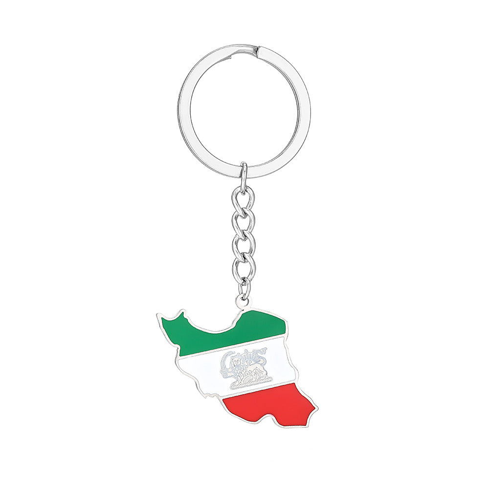 Retro Oil Drip Iranian Pendant Keychain – Vintage Persian Style Key Ring Accessory