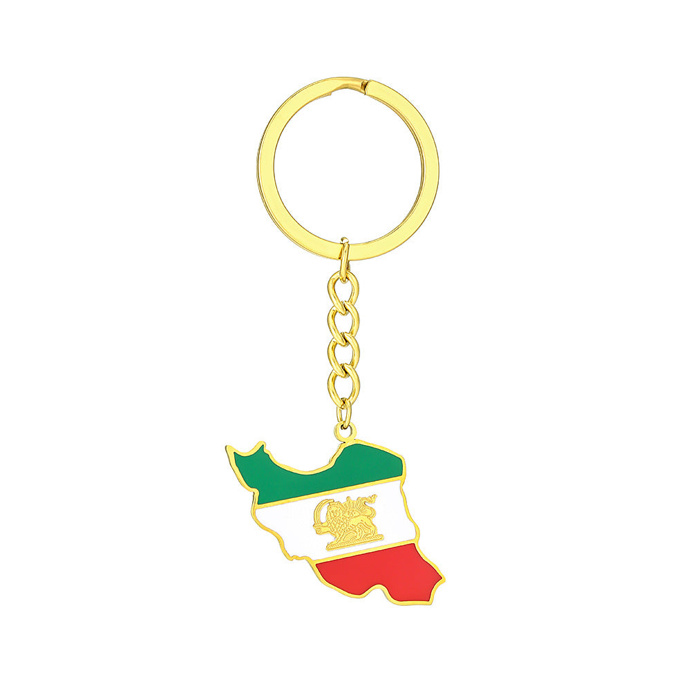 Retro Oil Drip Iranian Pendant Keychain – Vintage Persian Style Key Ring Accessory